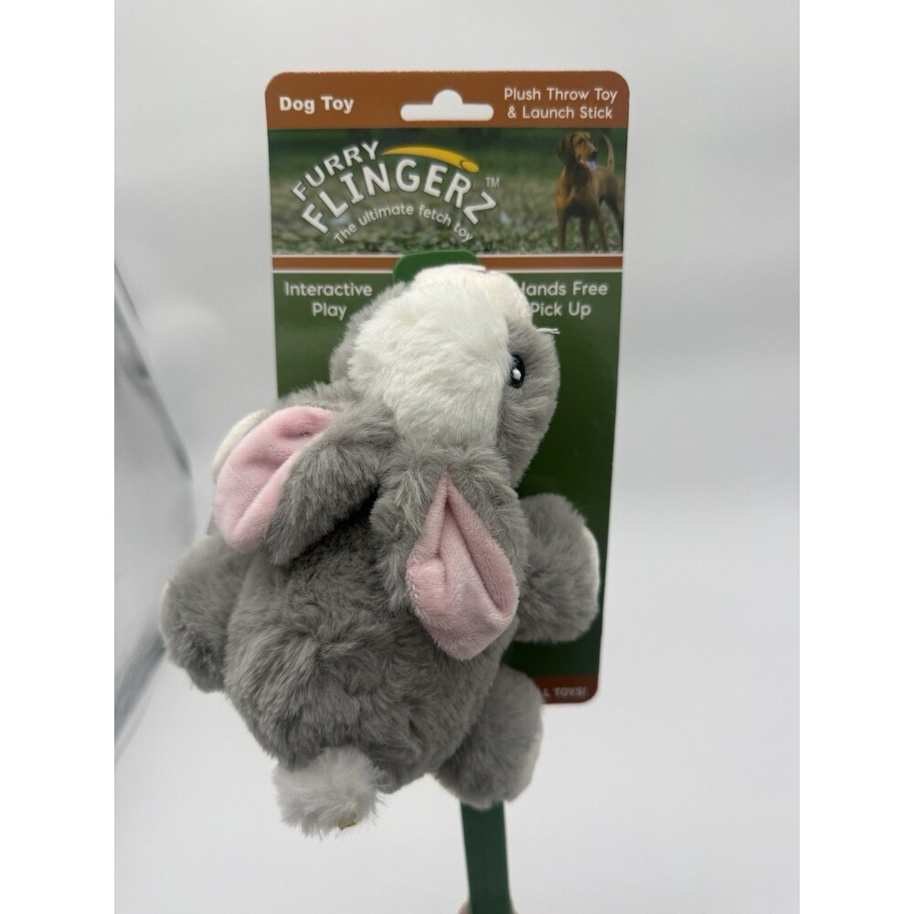 Furry Flingerz Dog Toy Plush Throw Toy Launch Stick Hands Free Fetch